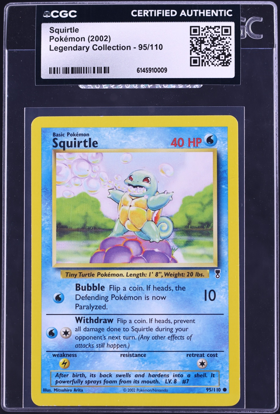 2002 Pokemon Legendary Collection Squirtle #95 CGC AUTH