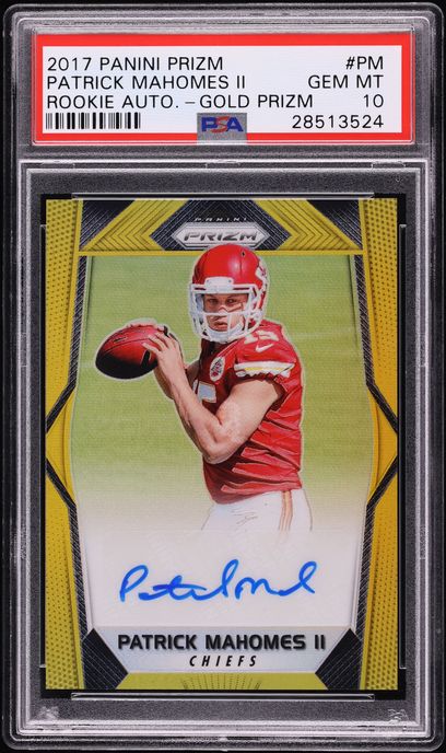 2017 Panini Prizm Gold Patrick Mahomes II ROOKIE AUTO /10 #PM PSA 10 GEM MINT