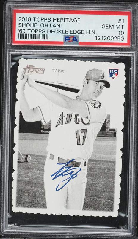 大谷翔平 2018 TOPPS HERITAGE '69 DECKLE 2018 Topps Heritage '69 Deckle Edge Shohei Ohtani ROOKIE #1 PSA 10