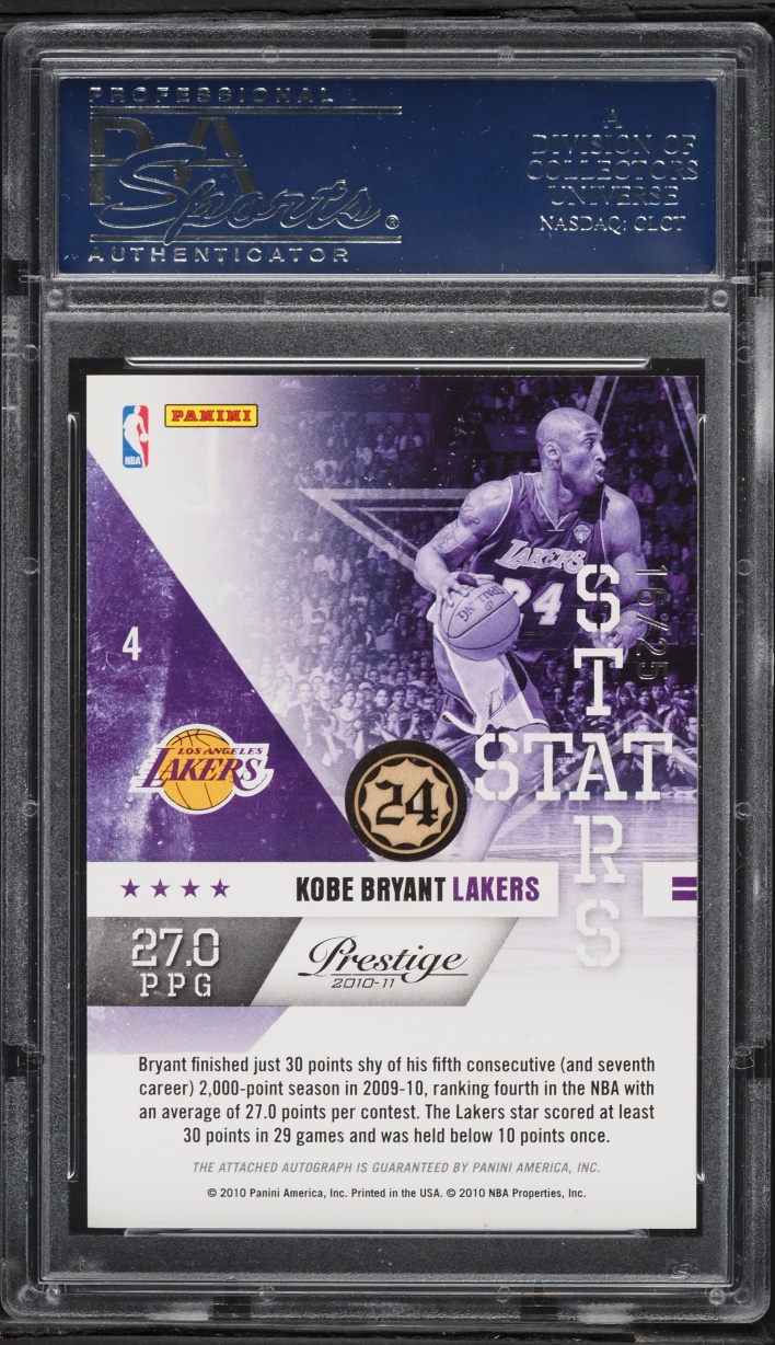 2010 Panini Prestige Kobe Bryant AUTO /25 #49 PSA 10 GEM MINT - Photo 2