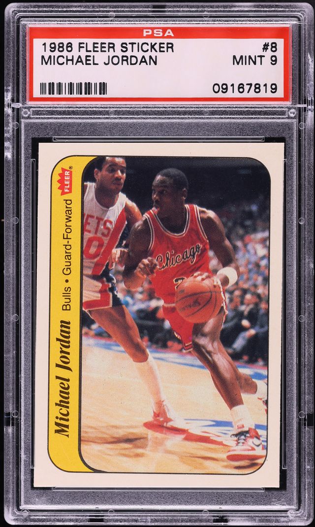 1986 Fleer Sticker Michael Jordan ROOKIE #8 PSA 9 MINT