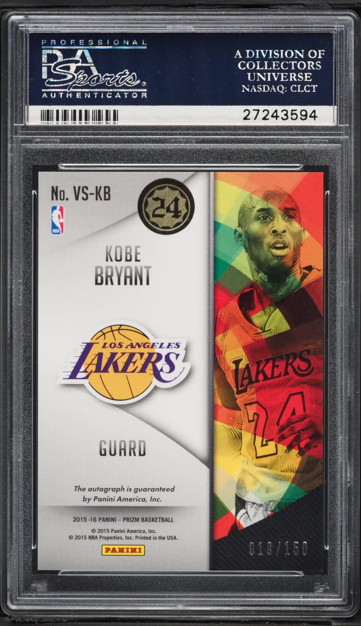 2015 Panini Prizm Veteran Signatures Kobe Bryant AUTO /150 #VS-KB PSA 10 GEM MINT - Photo 2