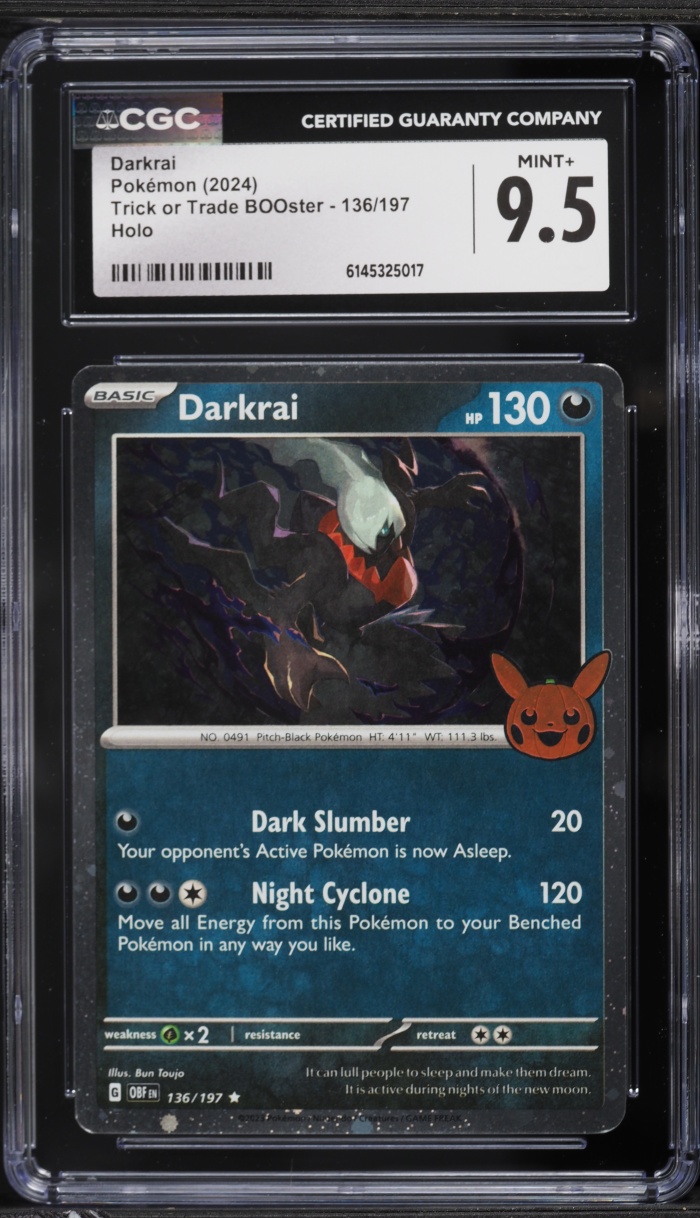 2024 Pokemon Scarlet & Violet Obsidian Flames Trick Or Trade Holo Darkrai #136 CGC 9.5 MINT+