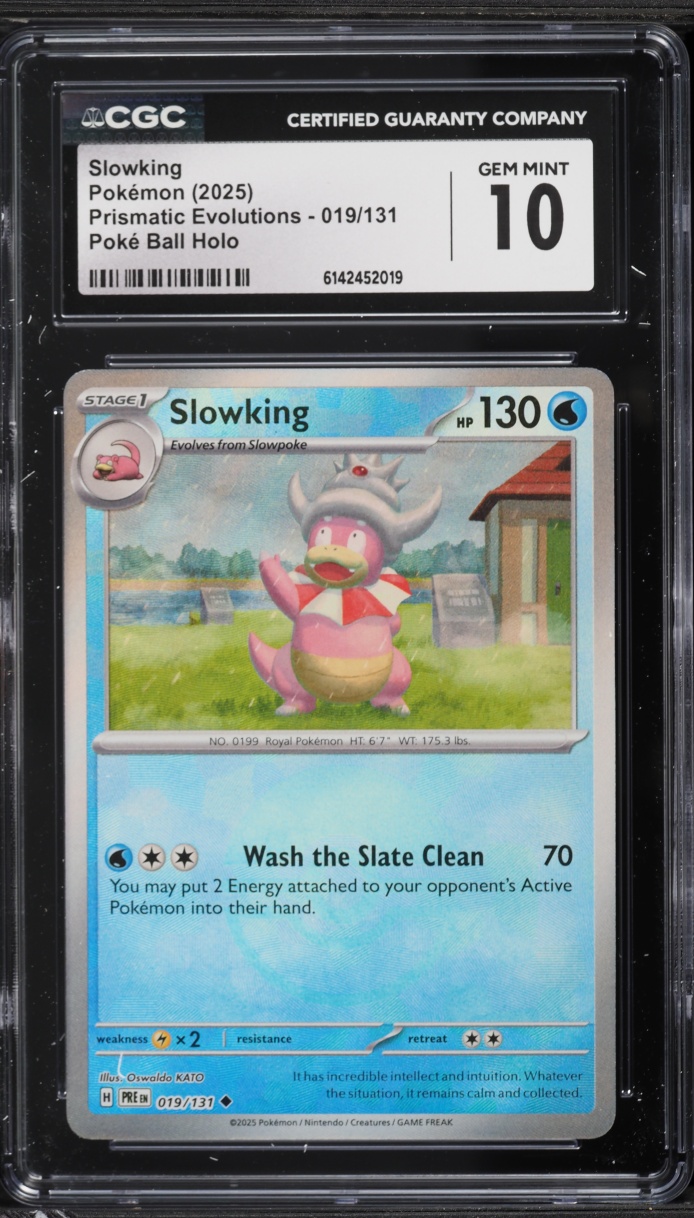 2025 Pokemon Scarlet & Violet Prismatic Evolutions Poke Ball Holo Slowking #19 CGC 10 GEM MINT