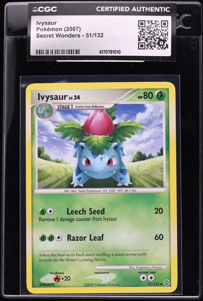 2007 Pokemon Diamond & Pearl Secret Wonders Ivysaur #51 CGC AUTH