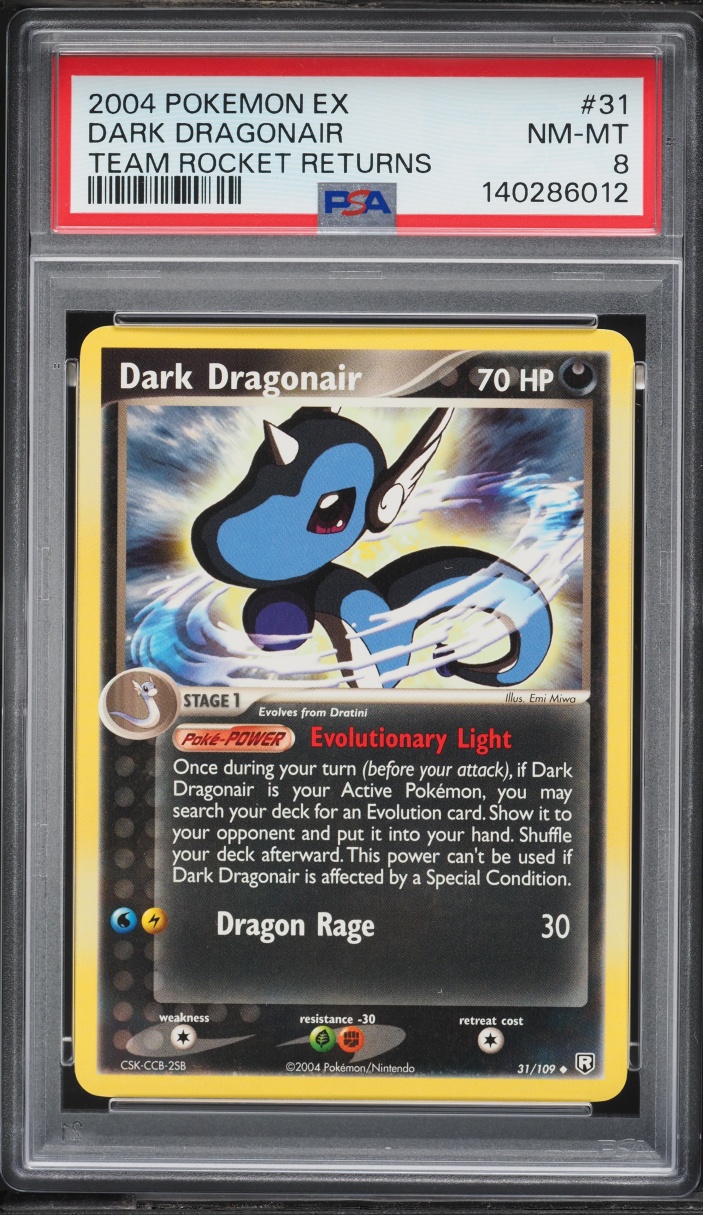 2004 Pokemon EX Team Rocket Returns Dark Dragonair #31 PSA 8 NM-MT