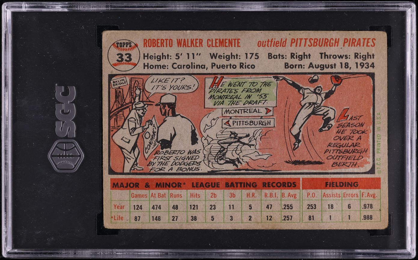 1956 Topps Roberto Clemente #33 SGC 1.5 FR