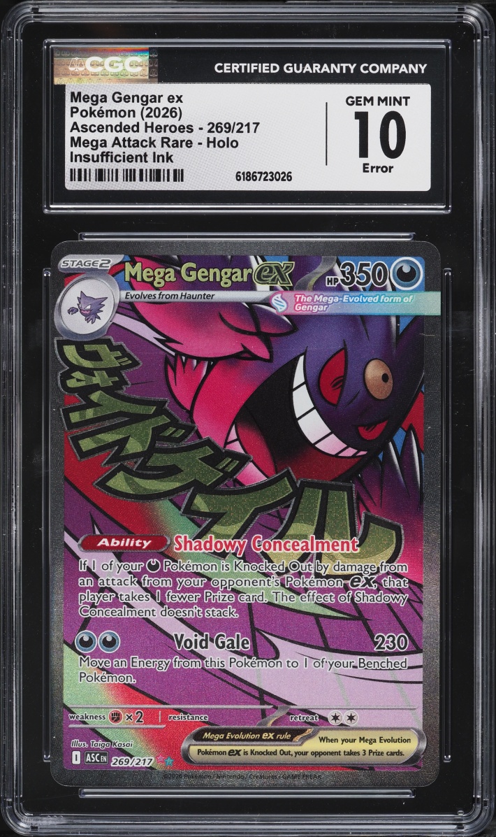 2026 Pokemon Mega Ascended Heroes Insufficient Ink Error MA Mega Gengar ex #269 CGC 10 GEM MINT