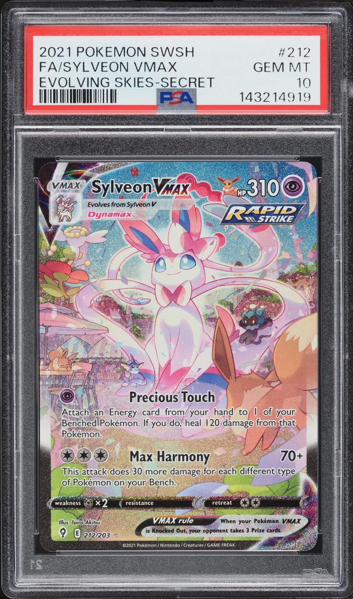 2021 Pokemon Sword & Shield Evolving Skies SEC Sylveon VMAX #212 PSA 10 GEM MINT