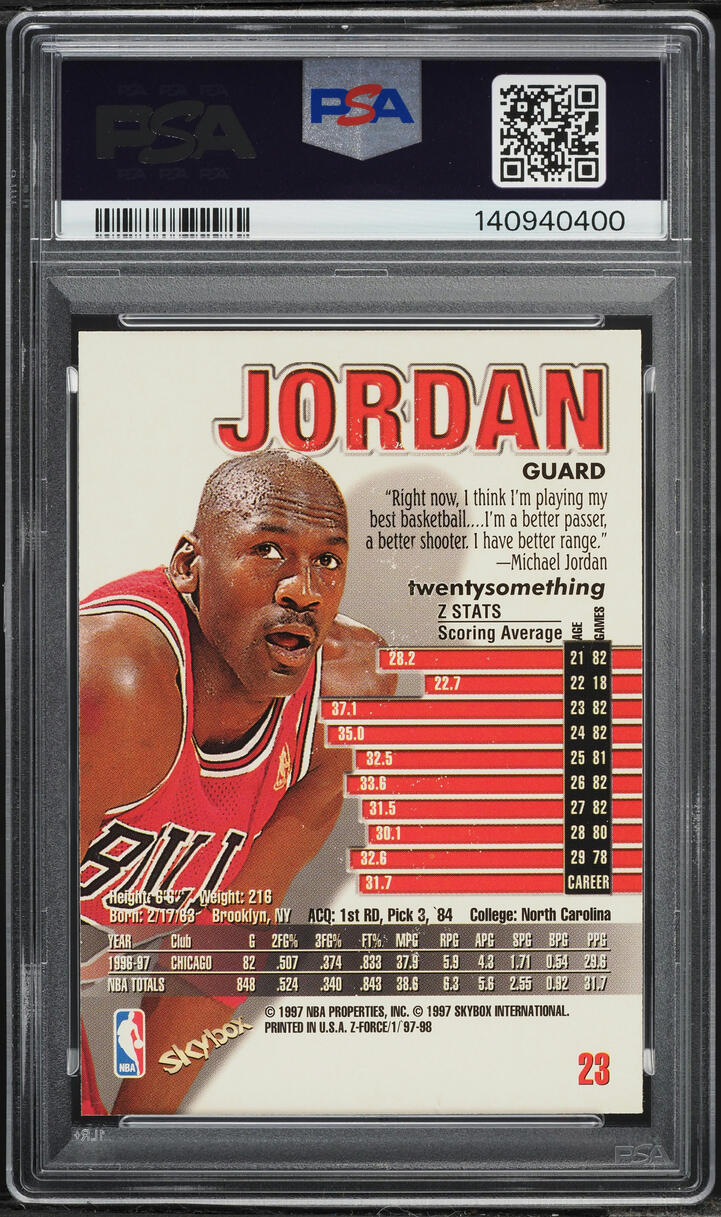 1997 Skybox Z-Force Michael Jordan #23 PSA 7 NRMT