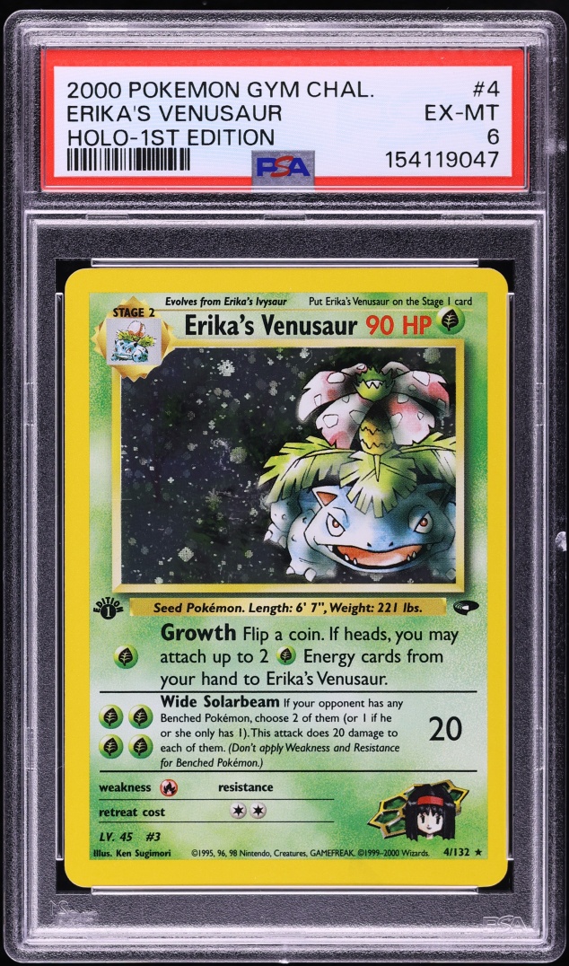 2000 Pokemon Gym Challenge 1st Edition Holo Erika's Venusaur #4 PSA 6 EXMT
