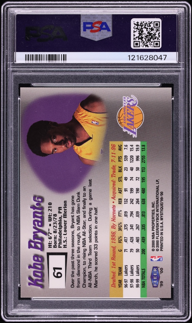 1999 Fleer Mystique Gold Kobe Bryant #61 PSA 9 MINT