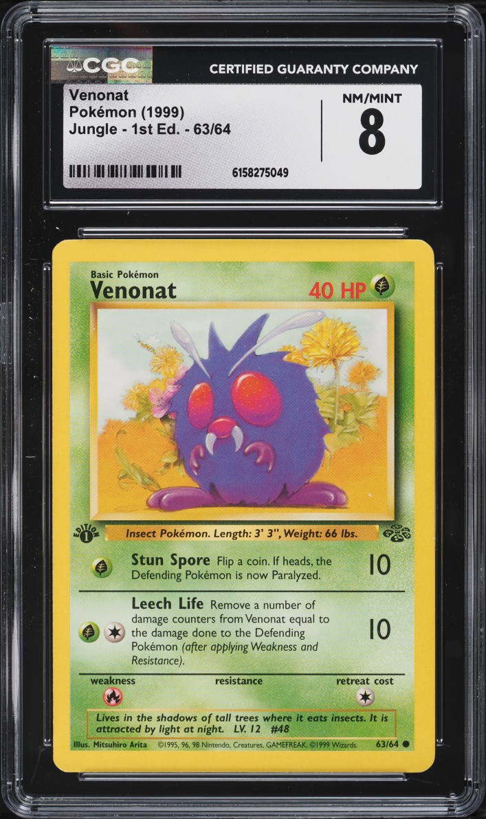 1999 Pokemon Jungle 1st Edition Venonat #63 CGC 8 NM-MT