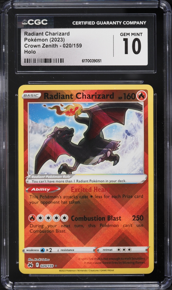 2023 Pokemon Sword & Shield Crown Zenith Holo Radiant Charizard #20 CGC 10 GEM MINT