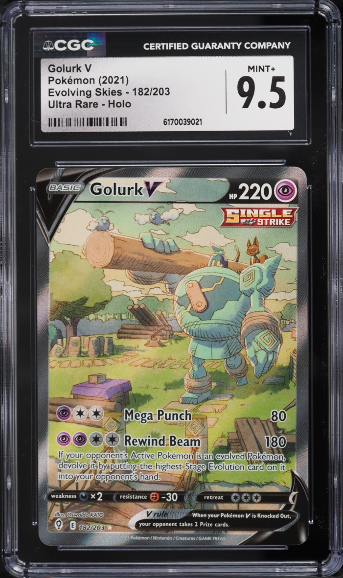2021 Pokemon Sword & Shield Evolving Skies Alt Art Golurk V #182 CGC 9.5 MINT+