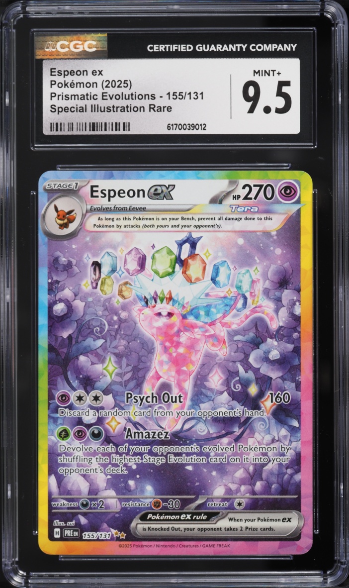 2025 Pokemon Scarlet & Violet Prismatic Evolutions SIR Espeon ex #155 CGC 9.5 MINT+
