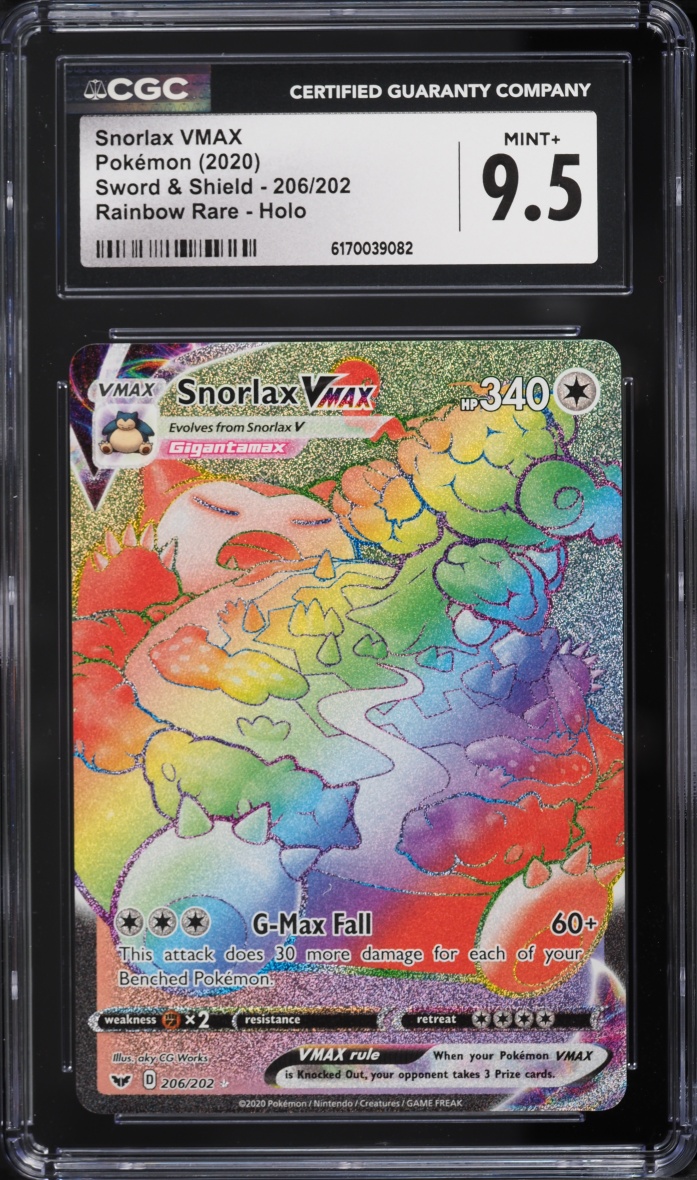2020 Pokemon Sword & Shield Rainbow Rare Snorlax VMAX #206 CGC 9.5 MINT+