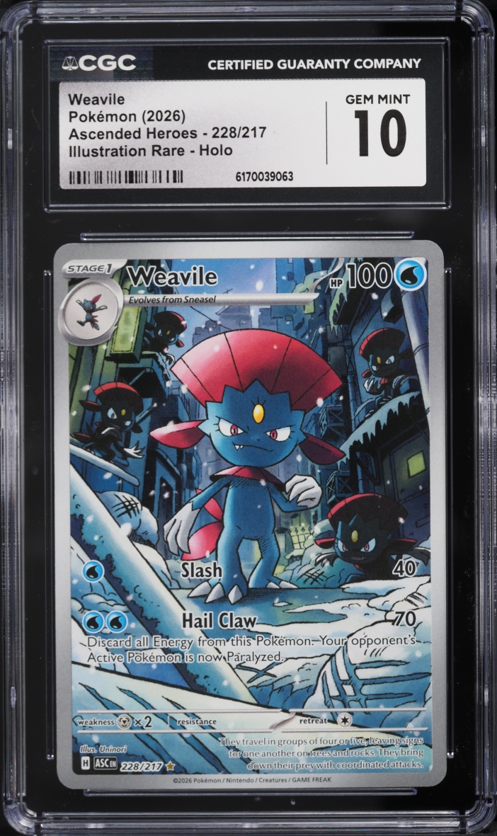 2026 Pokemon Mega Evolution Ascended Heroes IR Weavile #228 CGC 10 GEM MINT