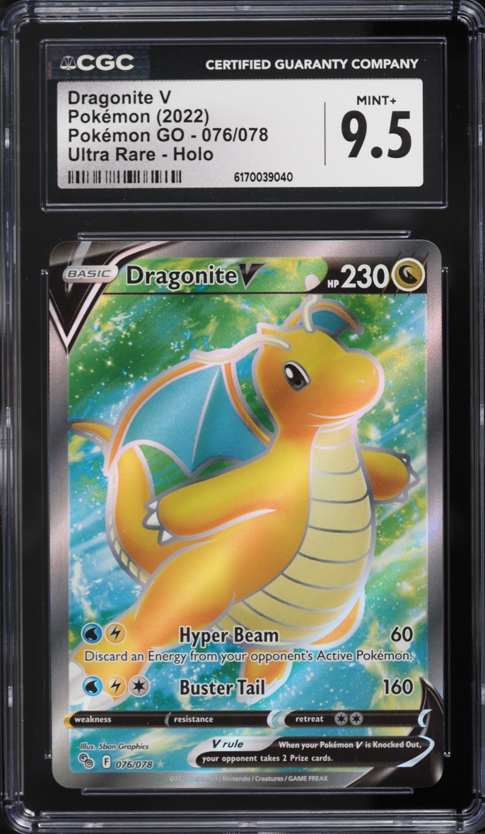 2022 Pokemon Sword & Shield GO Full Art Dragonite V #76 CGC 9.5 MINT+