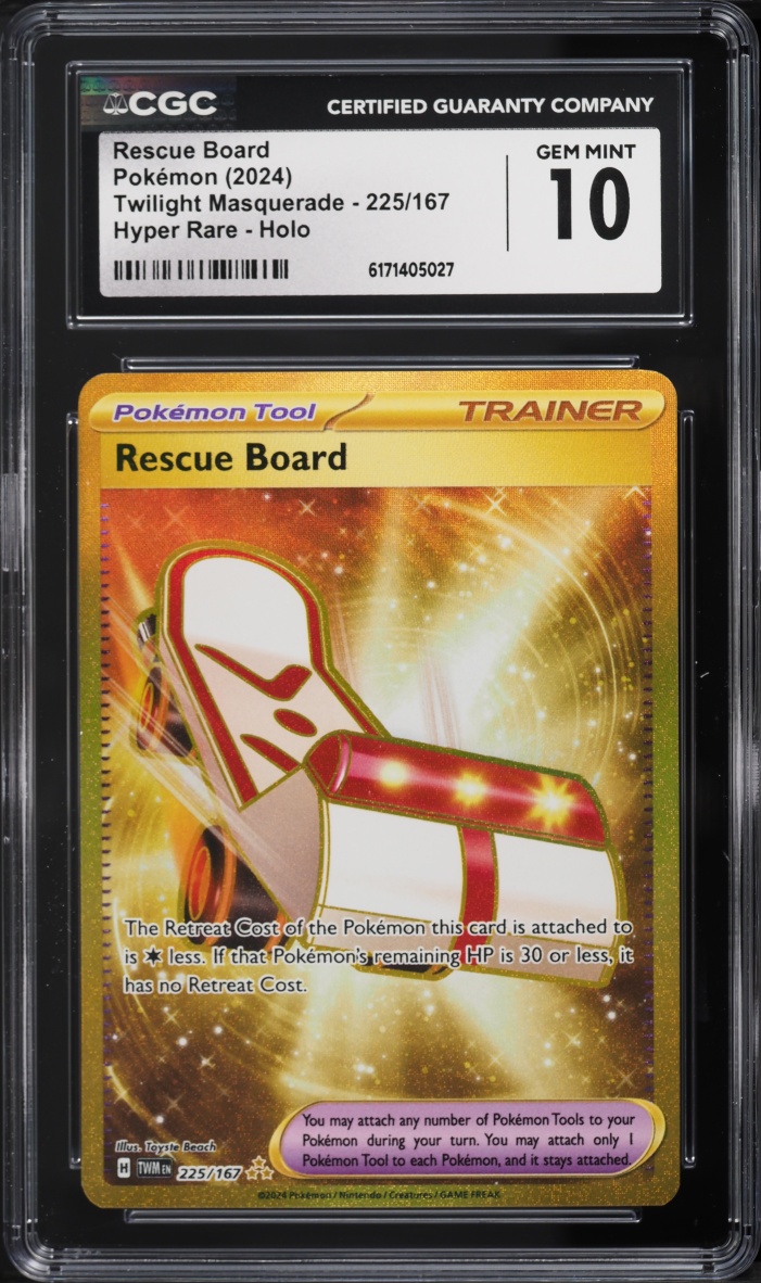 2024 Pokemon Scarlet & Violet Twilight Masquerade Gold Rare Rescue Board #225 CGC 10 GEM MINT