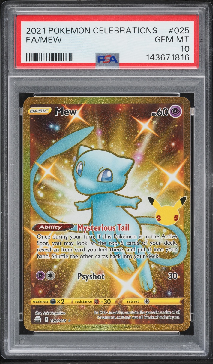 2021 Pokemon Sword & Shield Celebrations Gold Rare Shiny Mew #25 PSA 10 GEM MINT