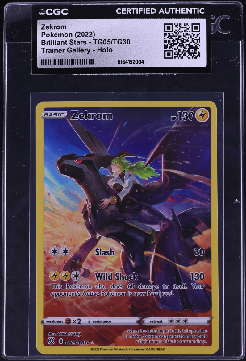 2022 Pokemon Sword & Shield Brilliant Stars Full Art Zekrom #TG05 CGC AUTH