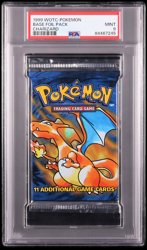 1999 Pokemon Base Set Foil Pack Charizard Art PSA 9 MINT
