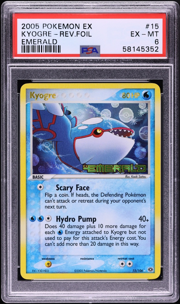 2005 Pokemon EX Emerald Reverse Holo Kyogre #15 PSA 6 EXMT