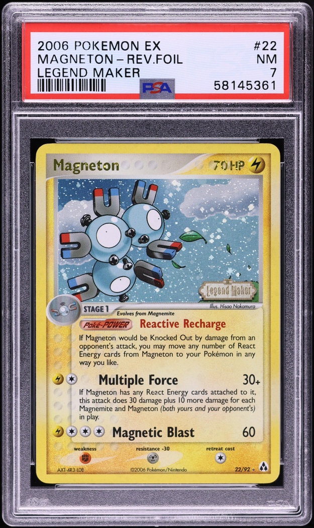 2006 Pokemon EX Legend Maker Reverse Holo Magneton #22 PSA 7 NRMT