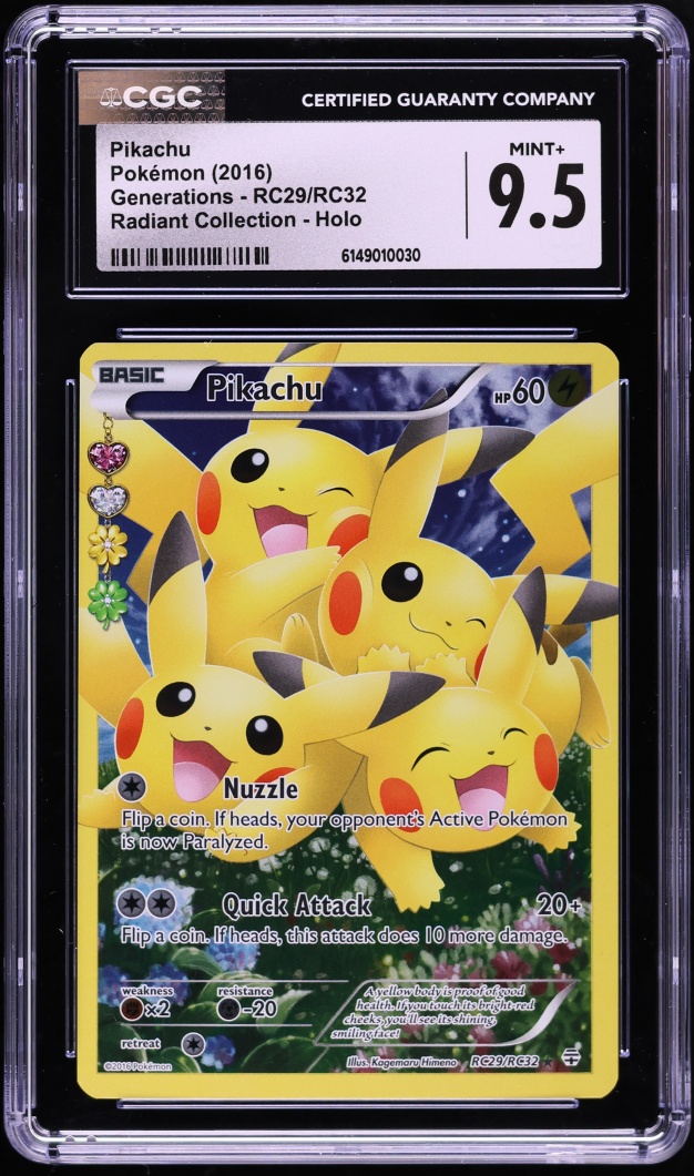 2016 Pokemon XY Generations Radiant Collection Full Art Pikachu #RC29 CGC 9.5 MINT+