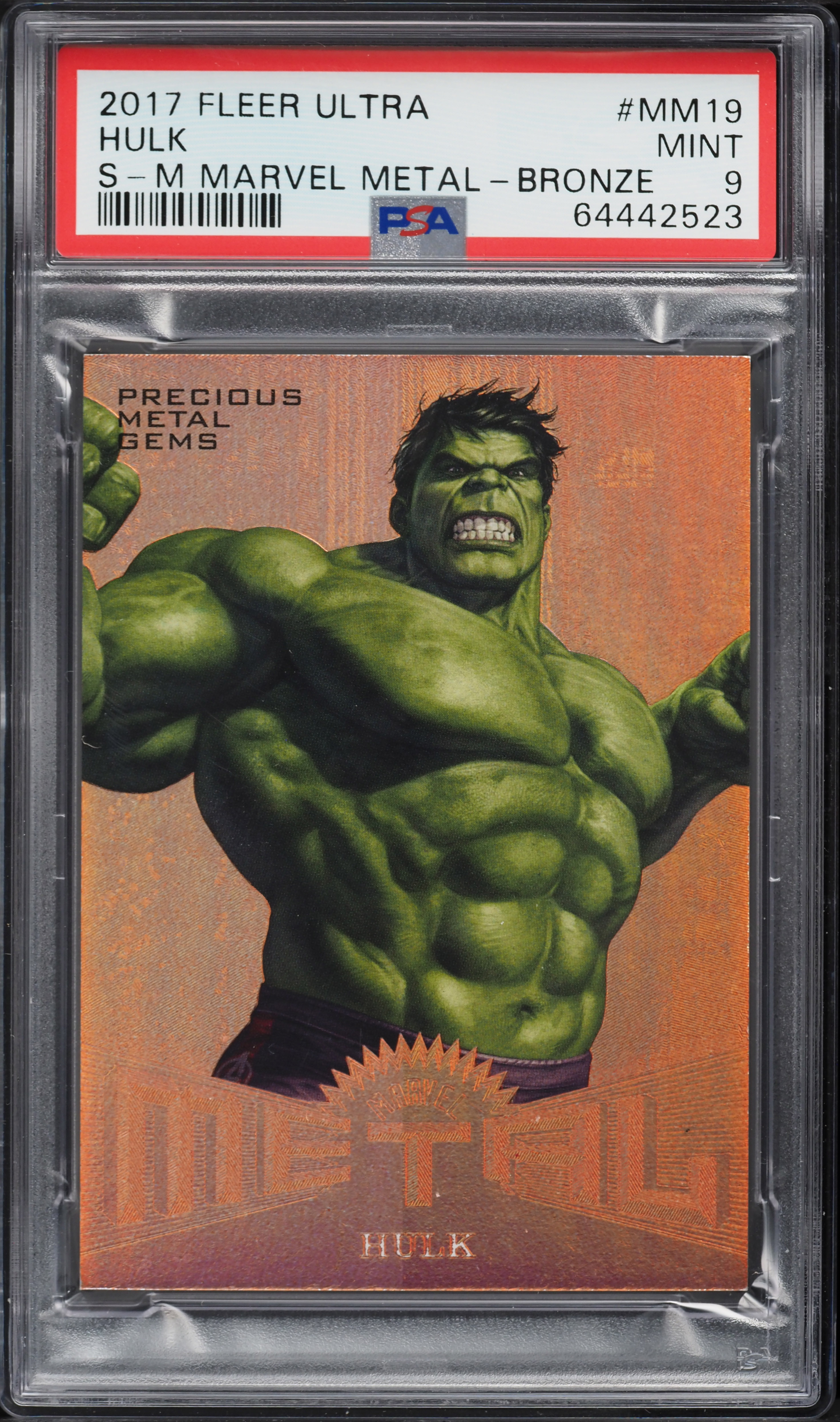 2017 Ultra Marvel Precious Metal Gems PMG Bronze Hulk /199 #MM19 PSA 9 MINT
