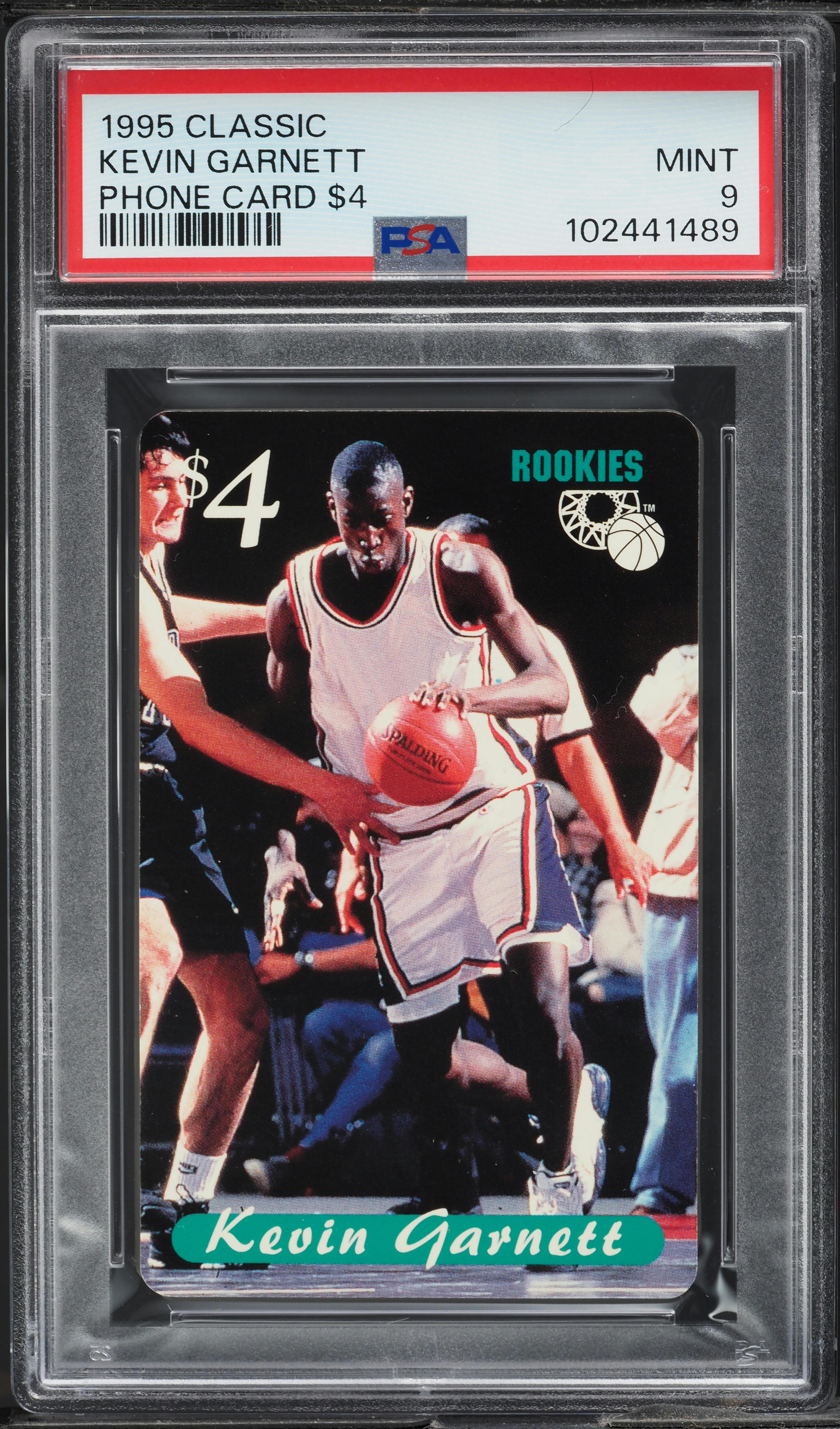 1995 Classic Phone Card Kevin Garnett ROOKIE PSA 9 MINT on