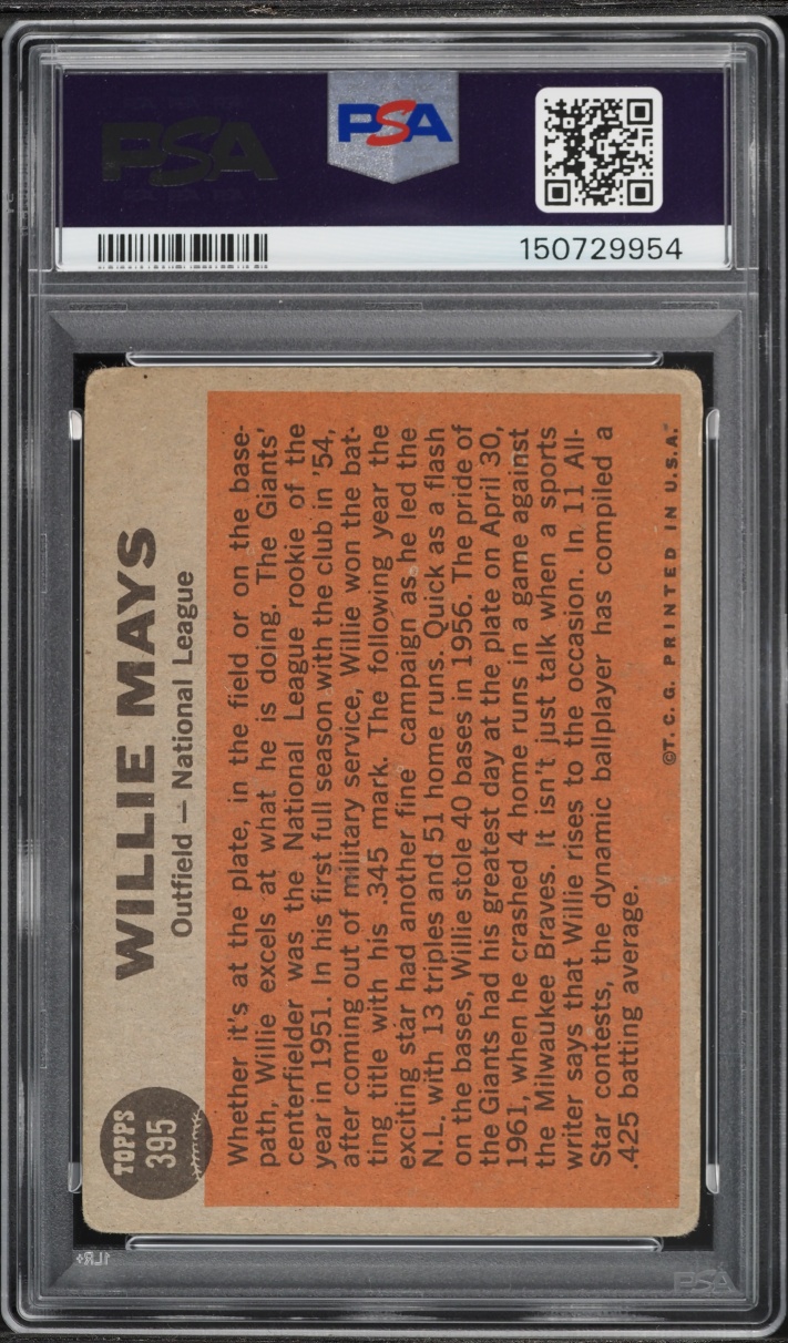 1962 Topps Willie Mays ALL-STAR #395 PSA 1.5 FR