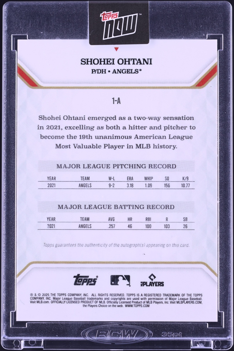 2025 Topps MLB MVP Collection Foilfractor Shohei Ohtani AUTO 1/1 #1-A