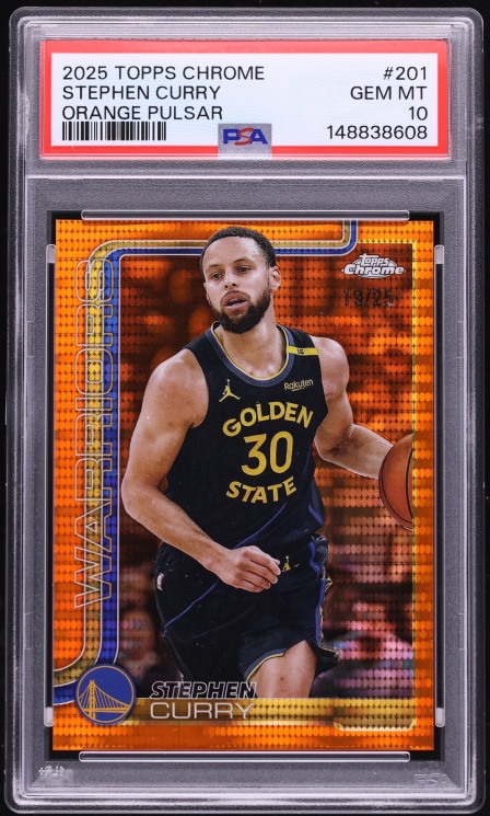 2025 Topps Chrome Orange Pulsar Stephen Curry /25 #201 PSA 10 GEM MINT