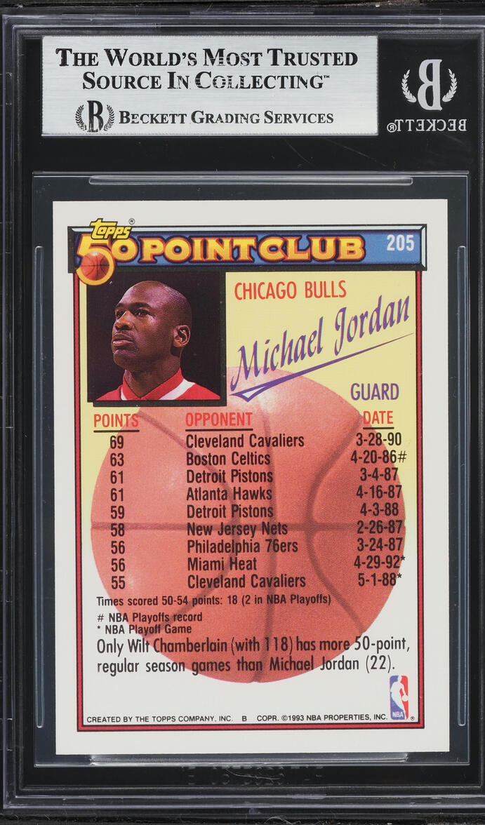 1992 Topps Gold Michael Jordan #205 BGS 9 MINT