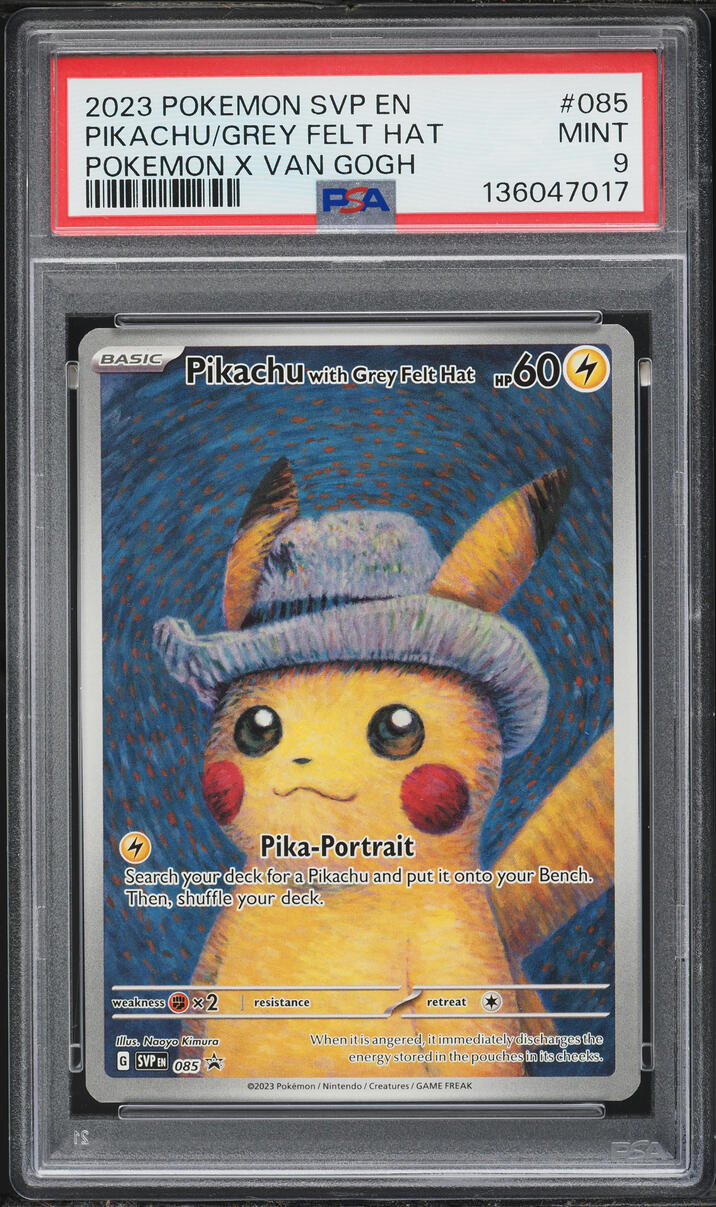 2023 Pokemon Scarlet & Violet Promo Van Gogh Full Art Pikachu With Grey Felt Hat #85 PSA 9 MINT