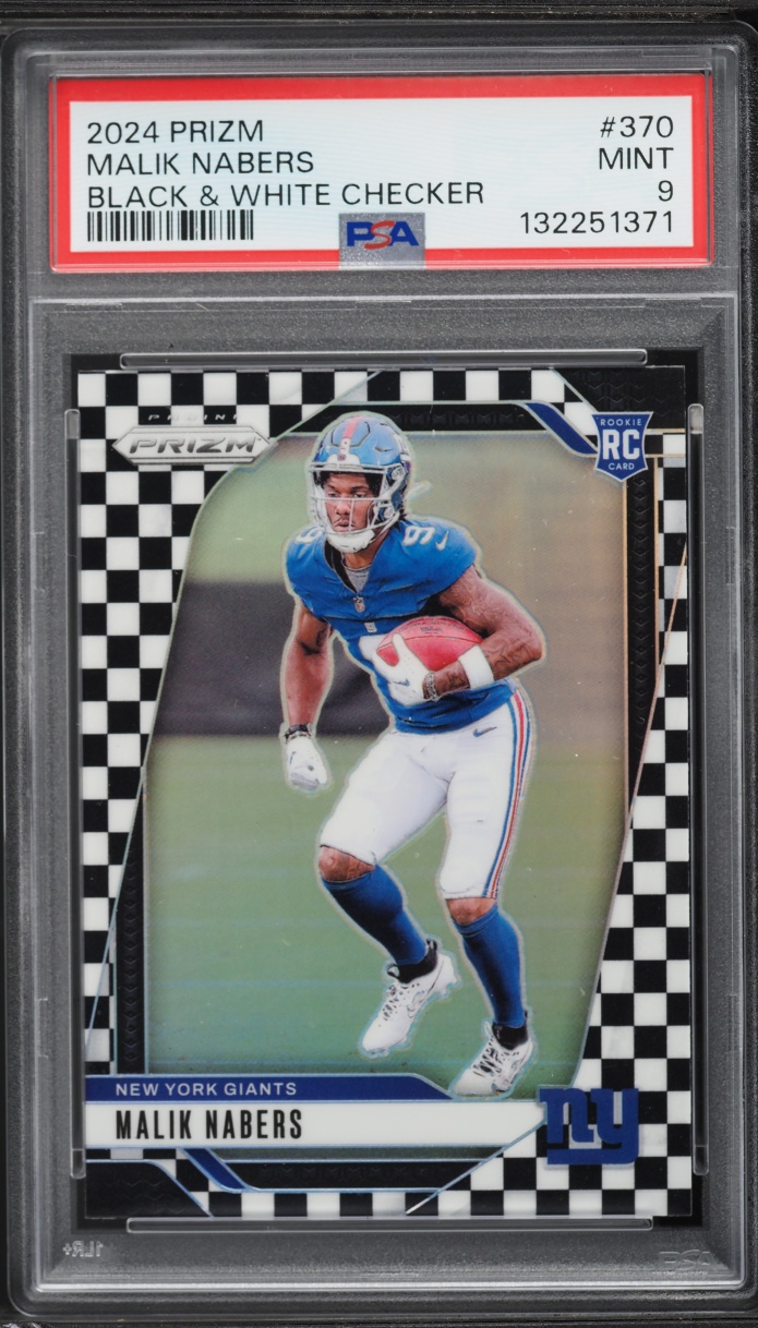 2024 Panini Prizm Black & White Checker Malik Nabers ROOKIE #370 PSA 9 MINT