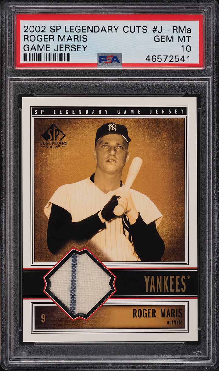 2002 SP Legendary Cuts Game Jersey Roger Maris PATCH #J-RMa PSA 10 GEM MINT