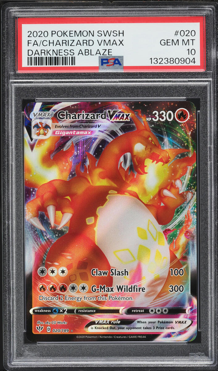 2020 Pokemon Sword & Shield Darkness Ablaze Full Art Charizard VMAX #20 PSA 10 GEM MINT