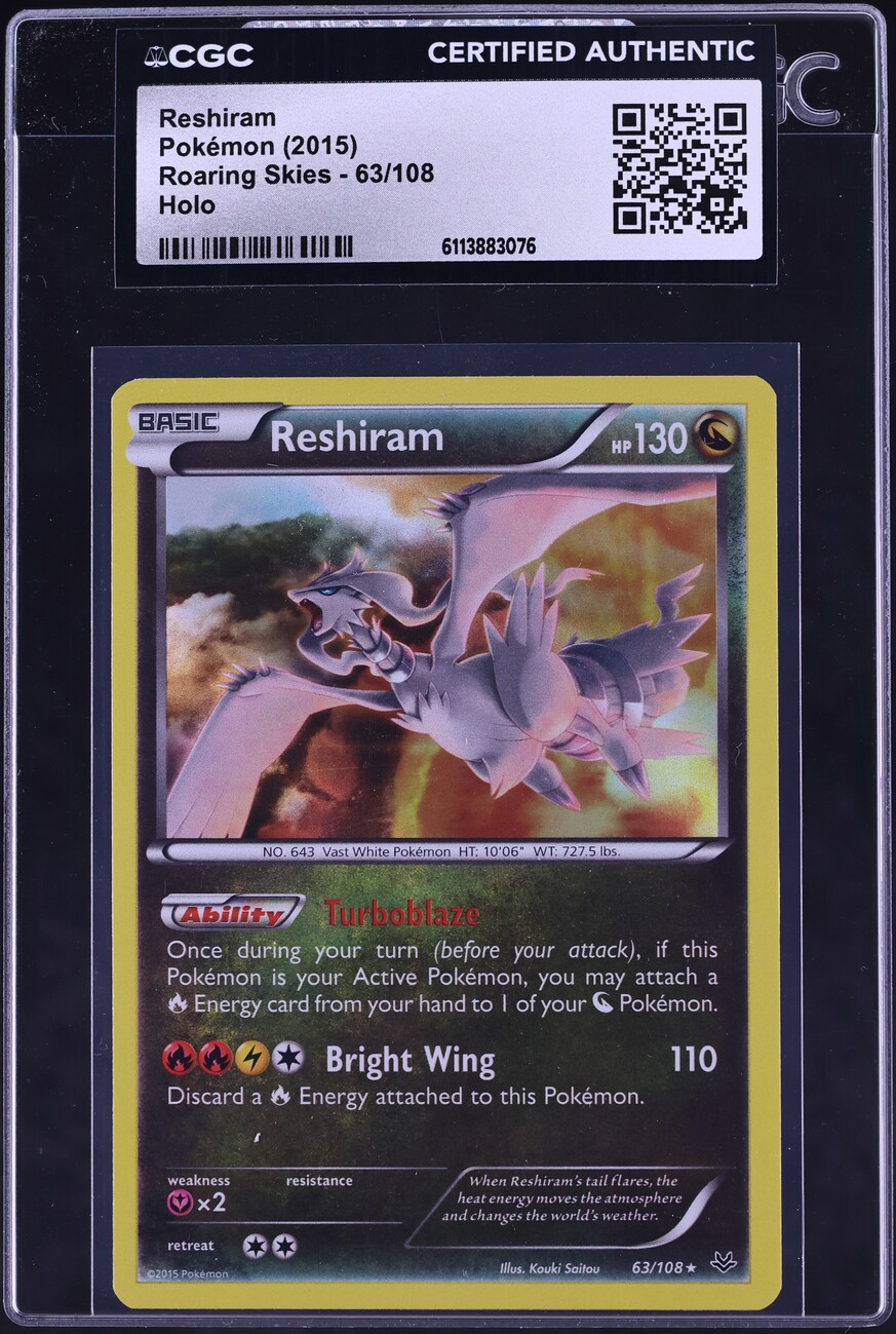 2015 Pokemon XY Roaring Skies Holo Reshiram #63 CGC AUTH