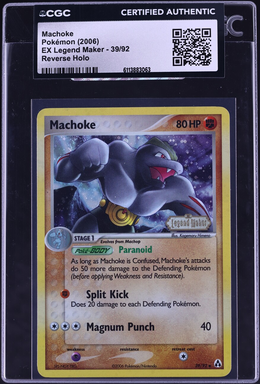 2006 Pokemon EX Legend Maker Reverse Holo Machoke #39 CGC AUTH
