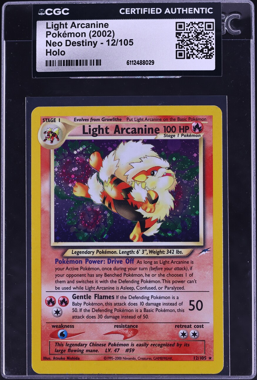 2002 Pokemon Neo Destiny Holo Light Arcanine #12 CGC AUTH