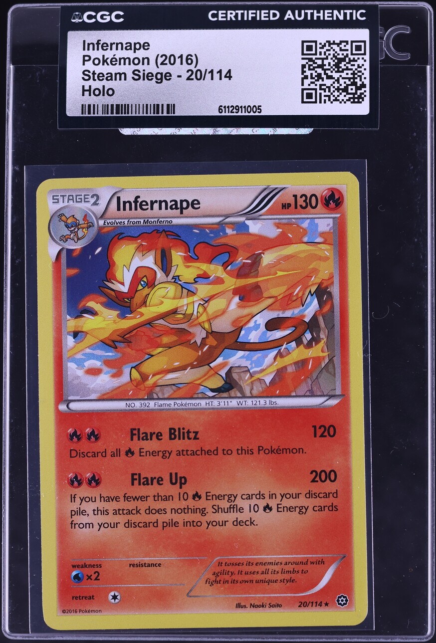 2016 Pokemon XY Steam Siege Holo Infernape #20 CGC AUTH