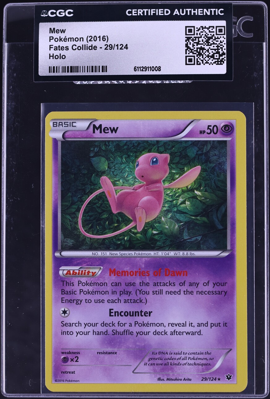 2016 Pokemon XY Fates Collide Holo Mew #29 CGC AUTH