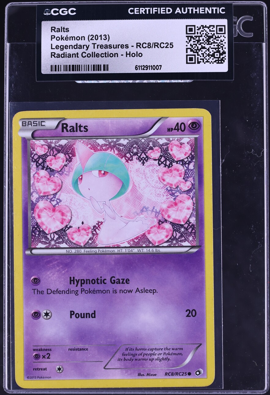 2013 Pokemon Black & White Legendary Treasures Radiant Collection Holo Ralts #RC8 CGC AUTH