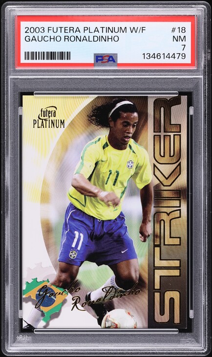 2003 Futera Platinum World Football Gaucho Ronaldinho #18 PSA 6