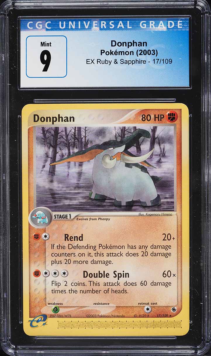 2003 Pokemon EX Ruby & Sapphire Donphan #17 CGC 9 MINT