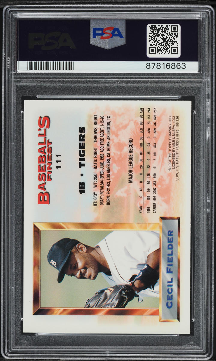1993 Finest Refractor Cecil Fielder #111 PSA 6 EXMT
