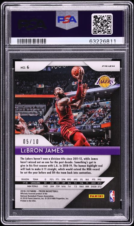 2018 Panini Prizm Gold LeBron James /10 #6 PSA 10 GEM MINT